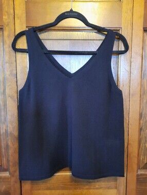 🛍 Banana Republic Factory Cotton Blend Black V-neck Knit Sweater Tank Size M